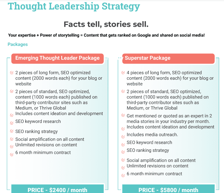 Thought leadership packages